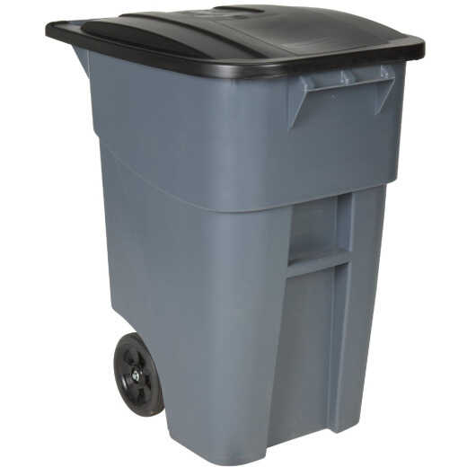Rubbermaid 50 Gal. Plastic Trash Can With Lid