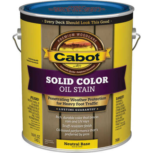 Cabot VOC Solid Color Oil Deck Stain, 7606 Neutral Base, 1 Gal.