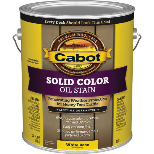 Cabot Solid Color Oil Deck Stain, 1601 White Base, 1 Gal.